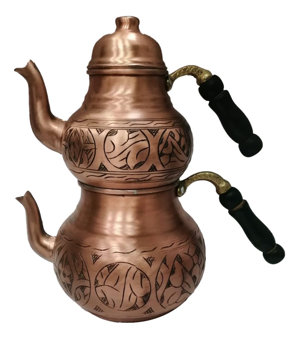 ANK.İBÇ-66 İşlemeli Bakır Çaydanlık