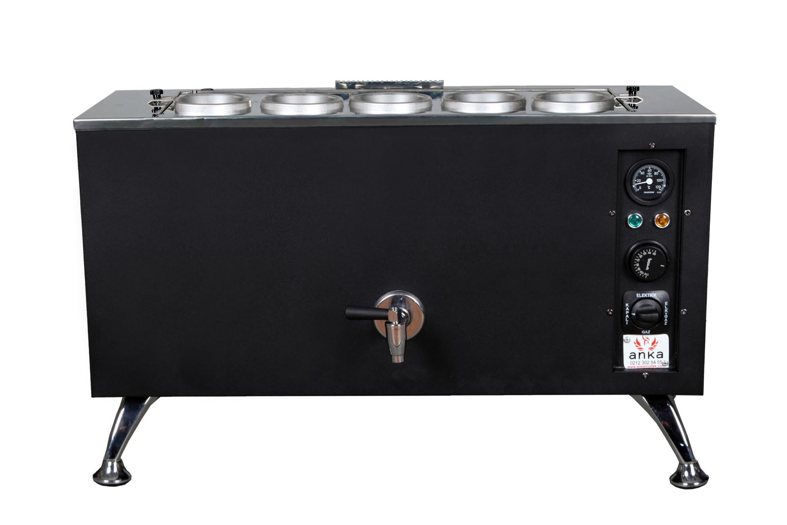 ANKA 5 Demlikli Black Pro Elektrikli Çay Kazanı 50 Lt.