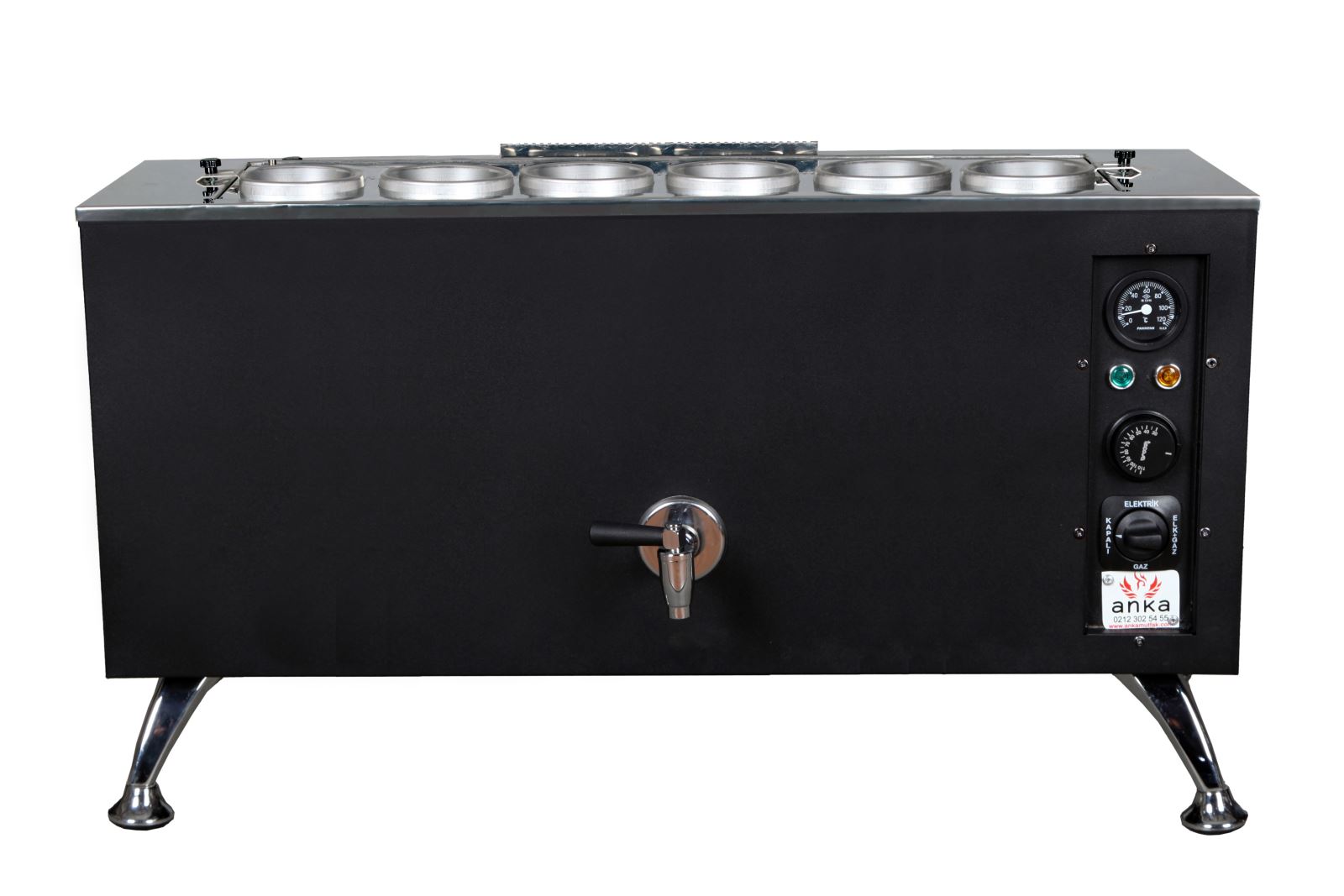 ANKA 6 Demlikli Black Pro Elektrikli Çay Kazanı 60 Lt.