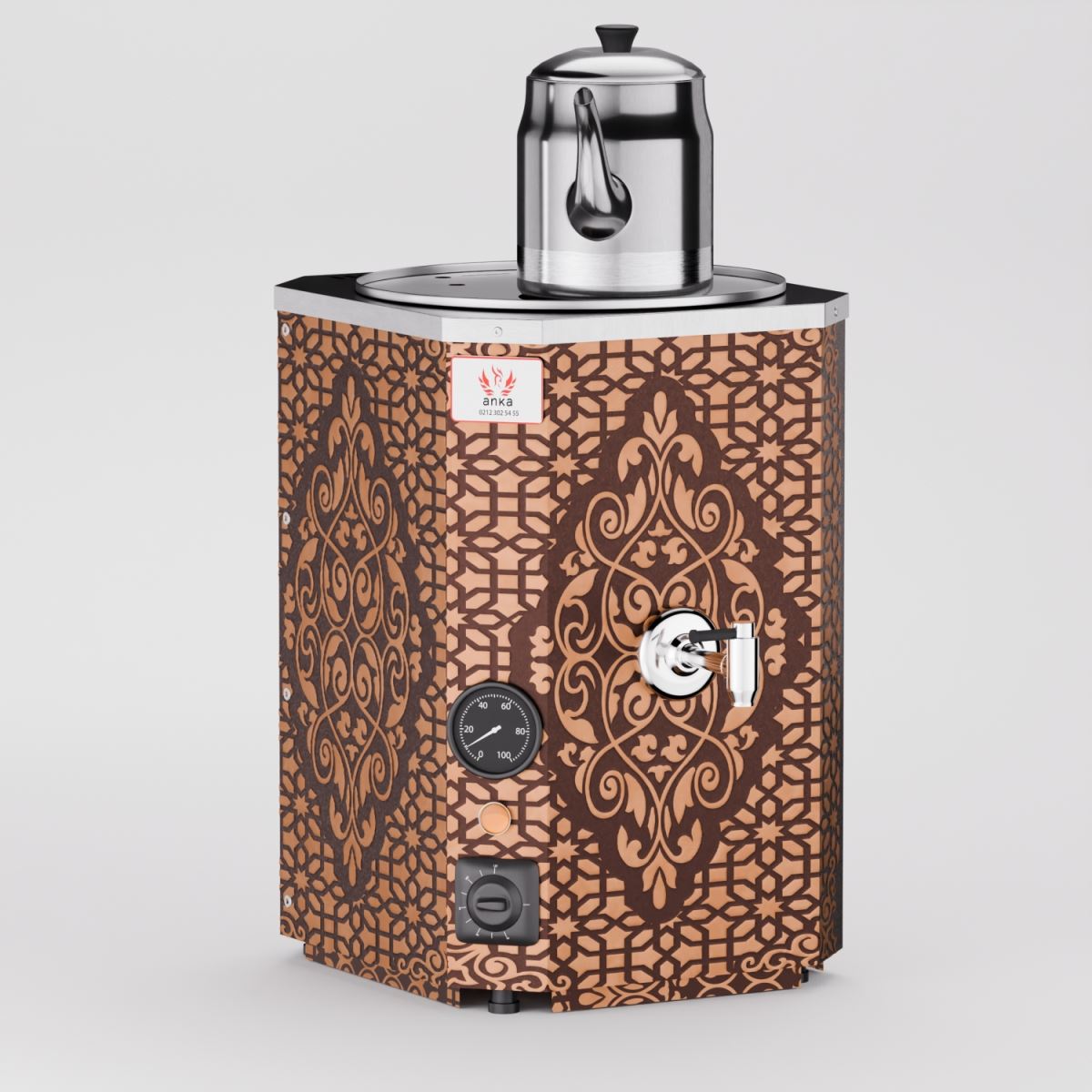 Bakır Yeni Nesil Jumbo Çay Makinesi 1 Demlikli